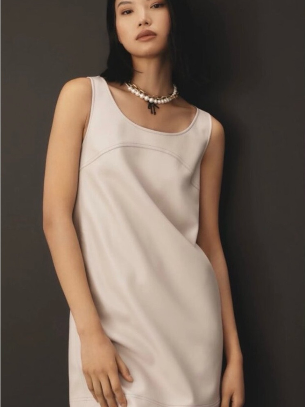 Pilcro - Anthropologie Beige Faux Leather Mini Dress